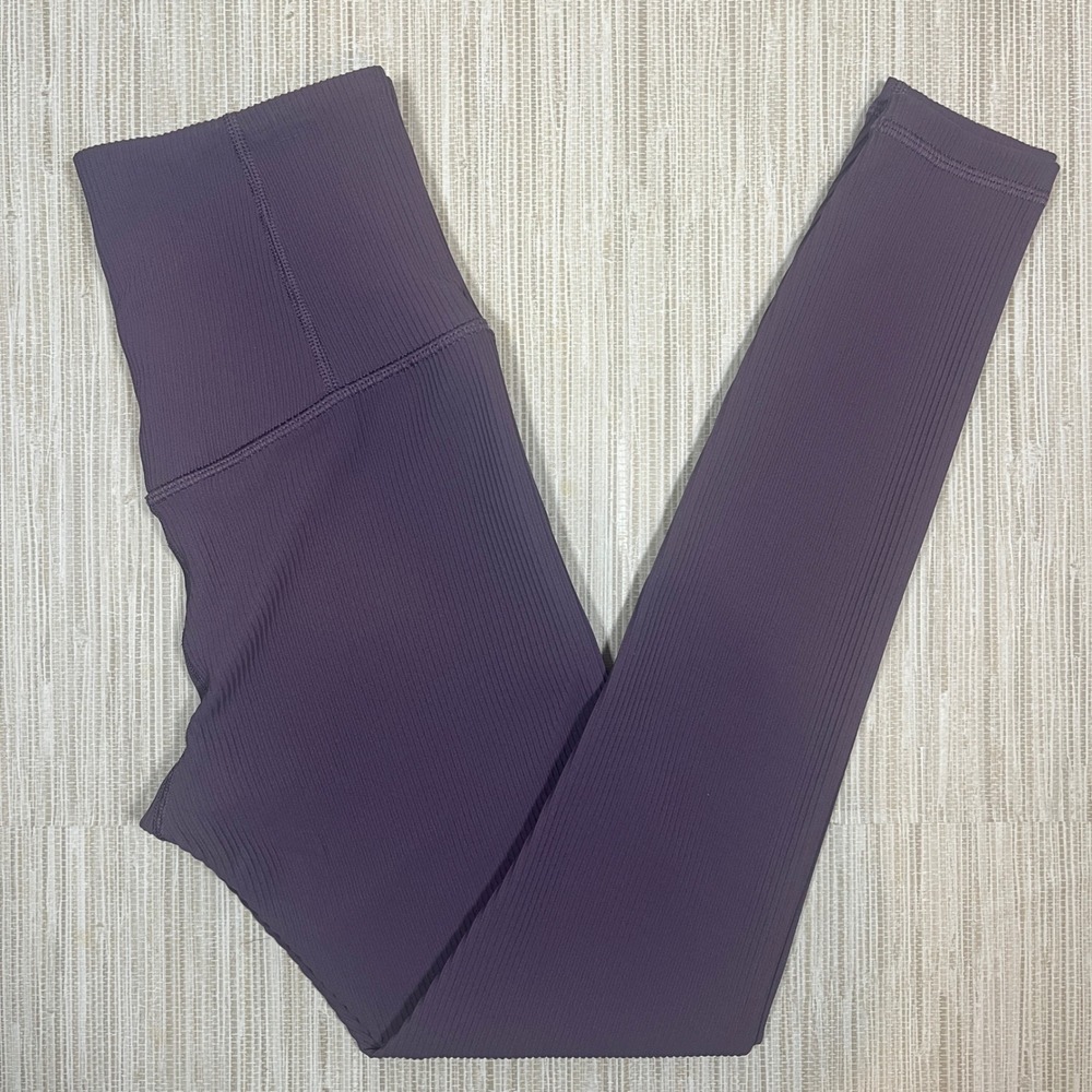 Athleta Elation Rib‎ Tight Leggings Purple XS High Rise Ribbed Athleisure